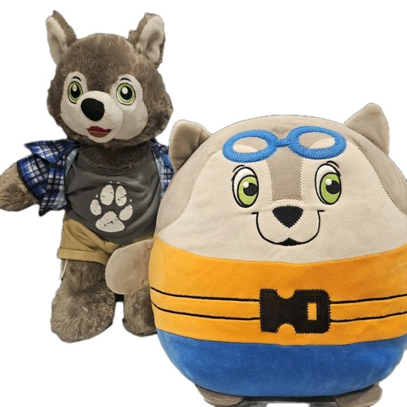 Mixed Brands Other - Great Wolf Lodge Wiley Wolf Plush Lot Build A Bear+Outfit + Fiesta Squish Plush